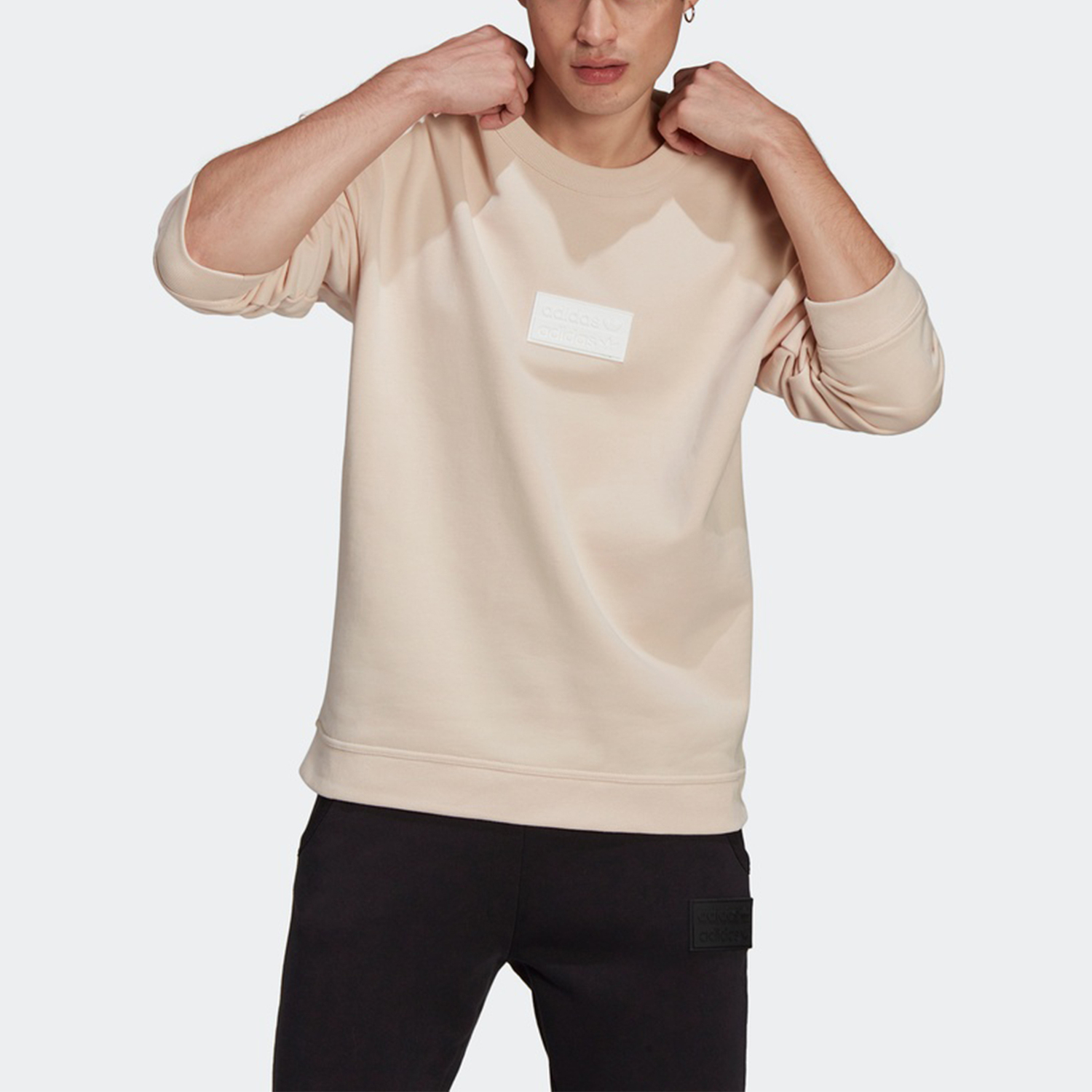 Хлопковый махровый свитшот мужской цвета экрю Adidas Originals — фото 3