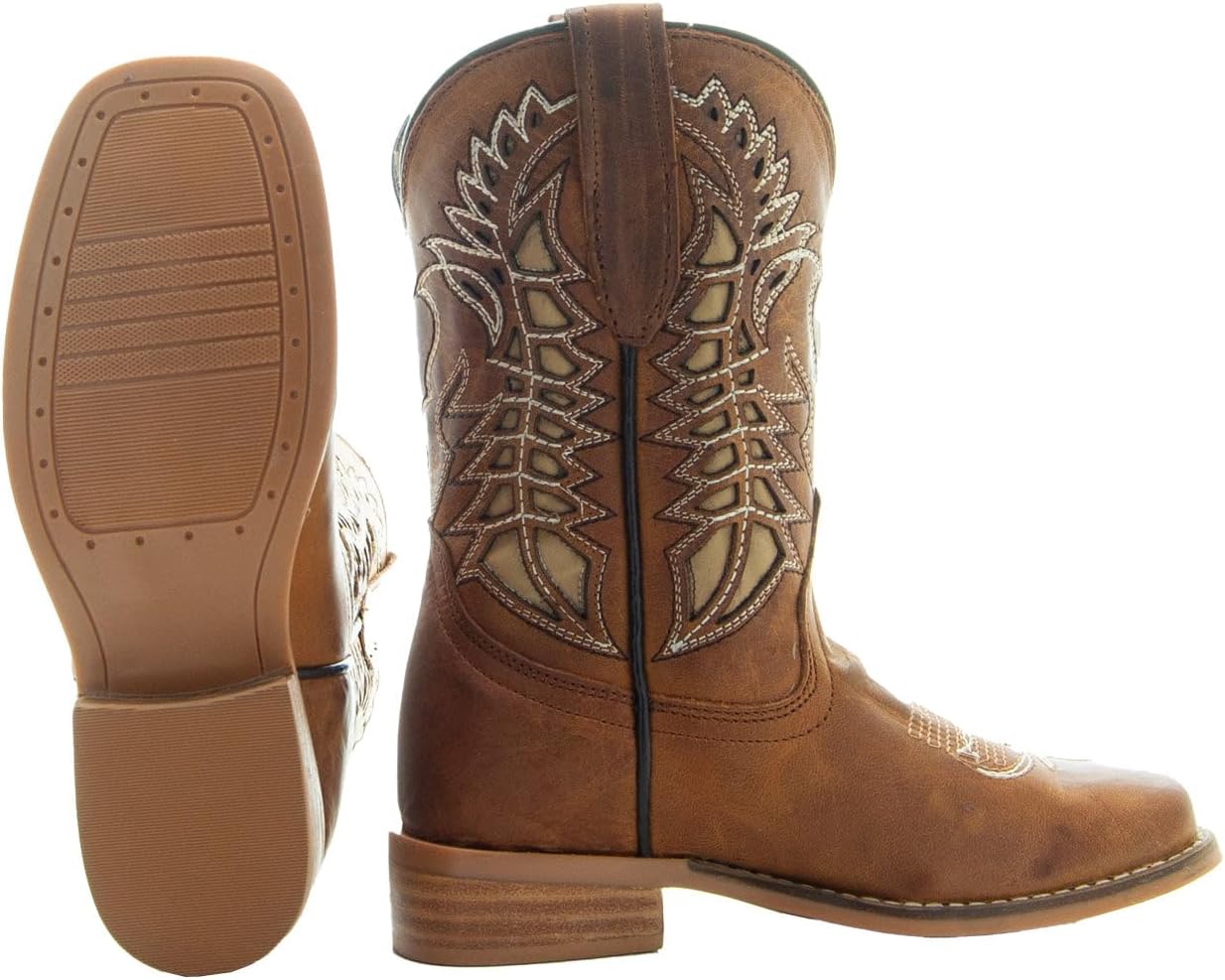 

Детские сапоги Soto с квадратным носком, детские ковбойские сапоги из натуральной кожи, вестерн-сапоги для малышей, K3007 Soto Boots, Tan-ru