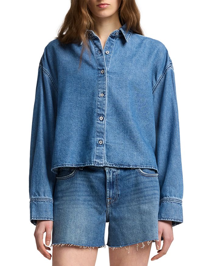 

Укороченная рубашка Nina 7 For All Mankind, синий