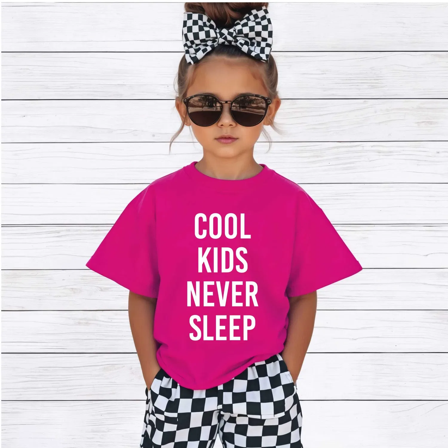 Детская футболка с принтом Cool Kids Never Sleep 60 Second Makeover, розовый