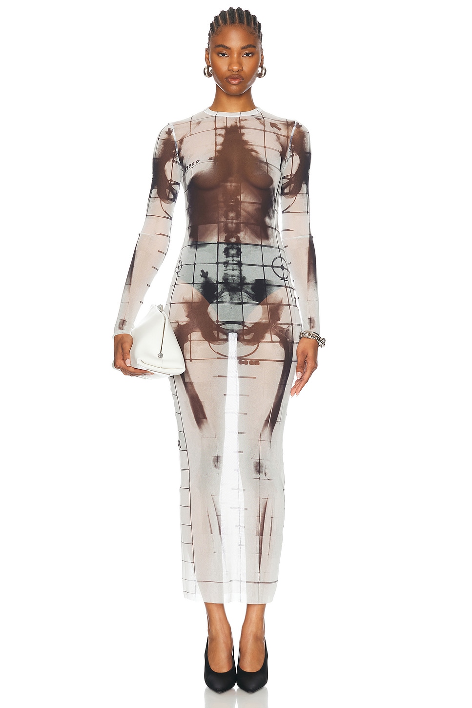 

Длинное платье Squeletor Jean Paul Gaultier, White & Black