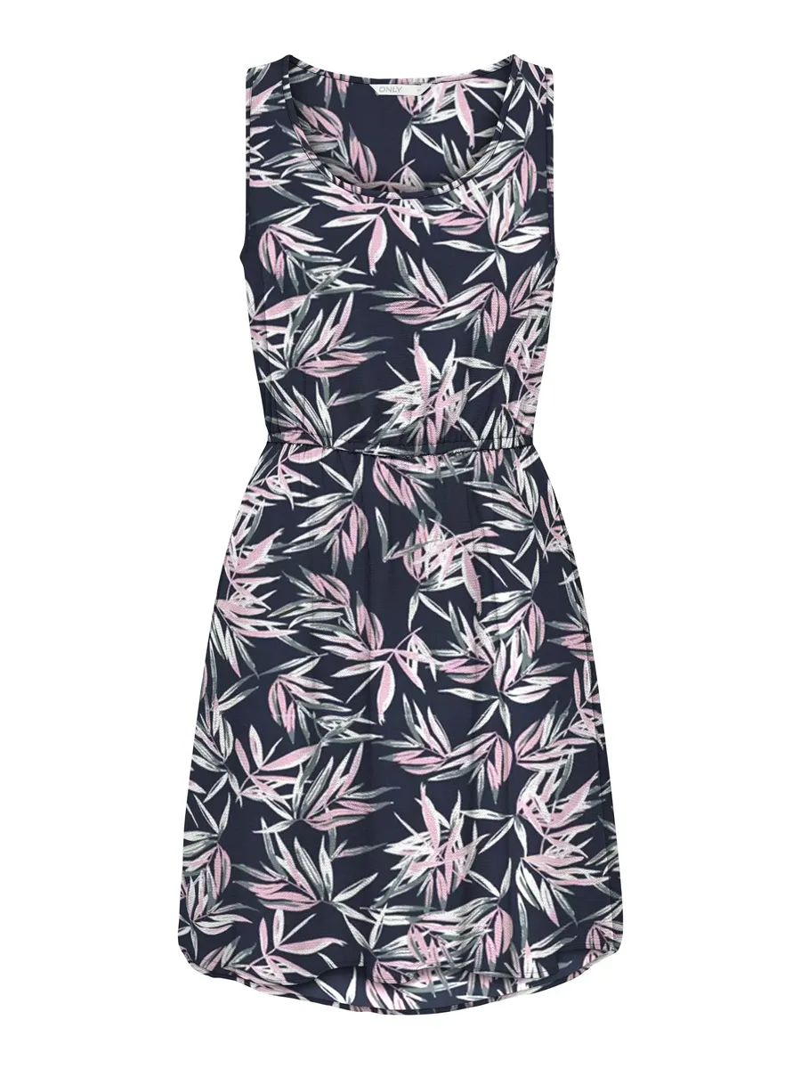 

Only летнее платье "ONLNOVA LIFE S/L SARA DRESS", цвет Sky Captain Aop:476 True Leaf