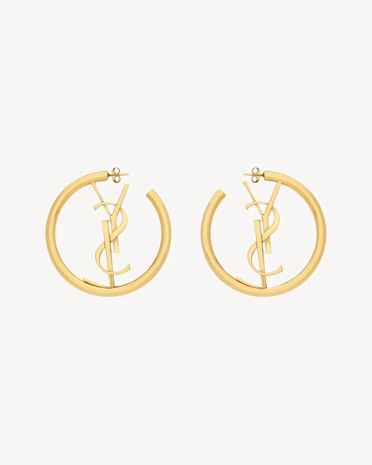 Серьги-кольца CASSANDRE из металла SAINT LAURENT, золотой — фото 2