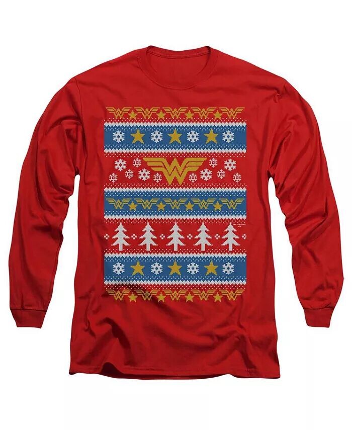 

Мужская DC Comics Wonder Woman Wonder Woman рождественский свитер с длинным рукавом для взрослых футболка / футболка DC Wonder Woman, красный