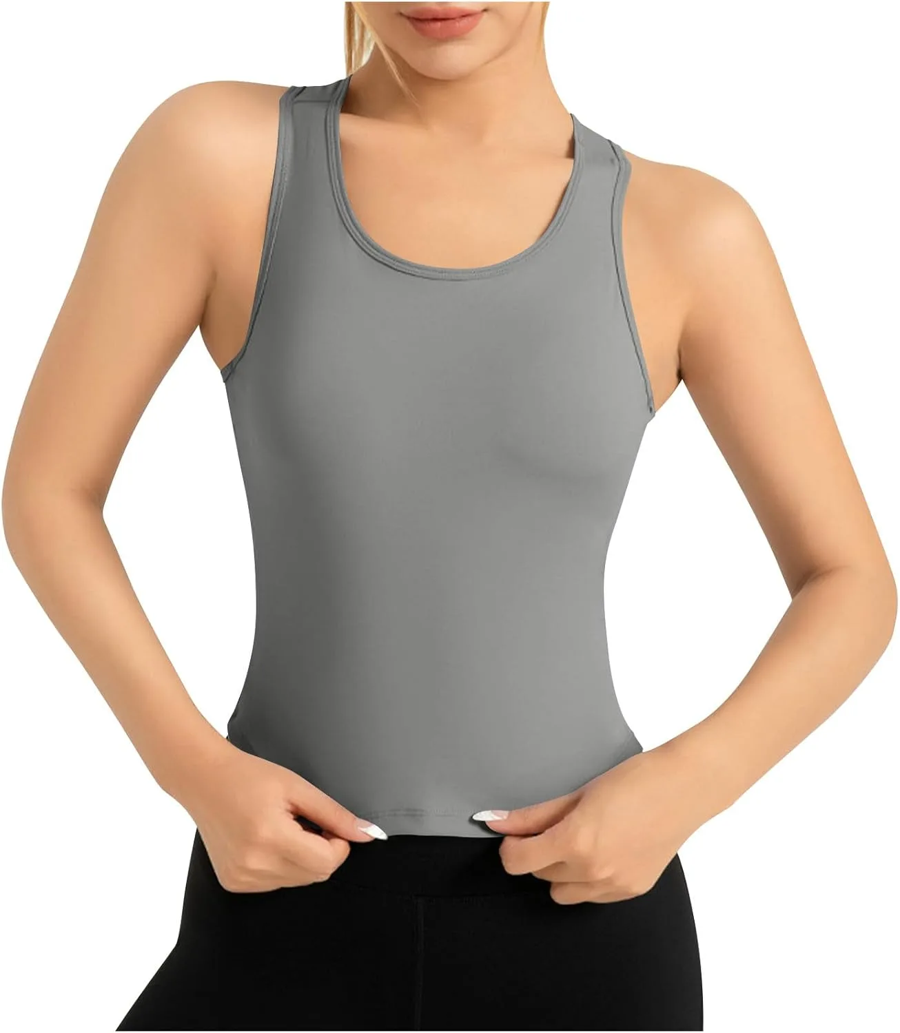 Летние спортивные майки для женщин, для тренажерного зала, бега, йоги, без рукавов, мягкие и уютные Generic, серый