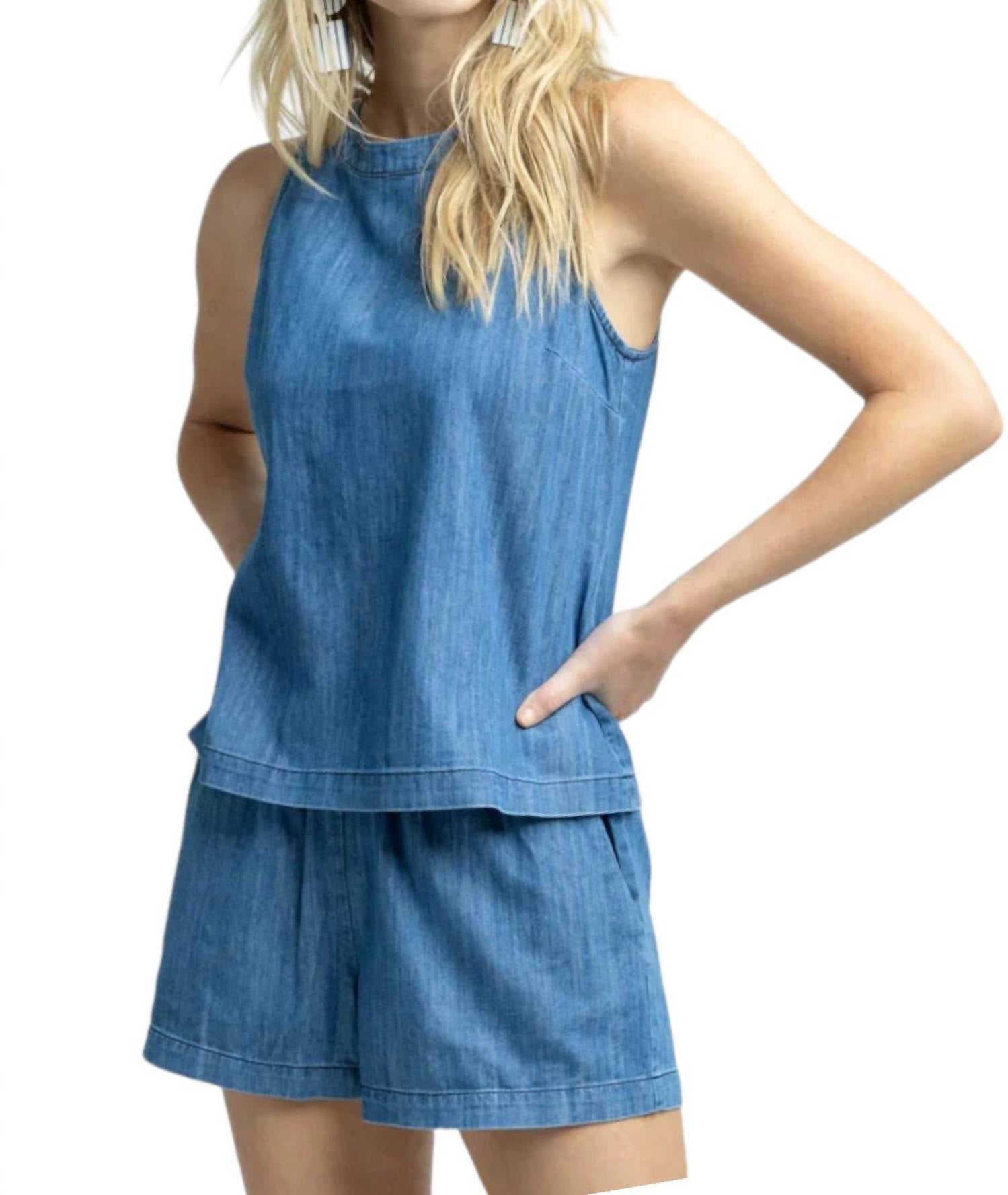 

Carissa Майка из денима средней степени потертости SOUTHERN TIDE, цвет medium wash denim
