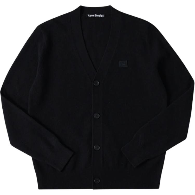 

Шерстяной кардиган с V-образным вырезом и нашивкой на лицевой стороне Acne Studios, черный