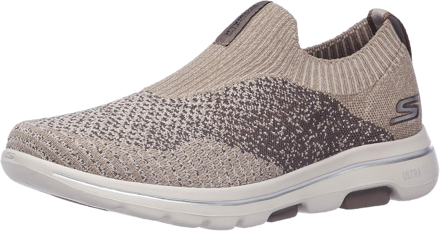 

Мужские кроссовки Skechers GOwalk 5 - спортивные слипоны-лоферы для прогулок с эластичной посадкой, хаки