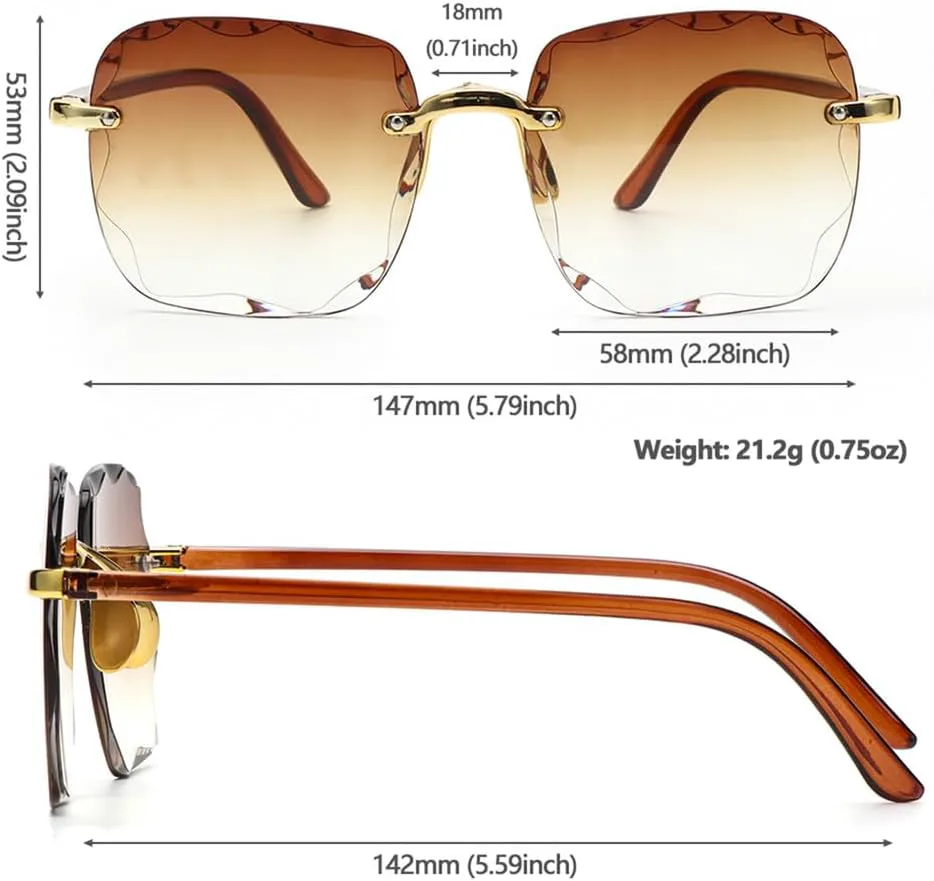 

Квадратные солнцезащитные очки без оправы с защитой от УФ-излучения UV400 для женщин, безрамочные солнцезащитные очки с градиентным покрытием DSVIGF, C -Blue