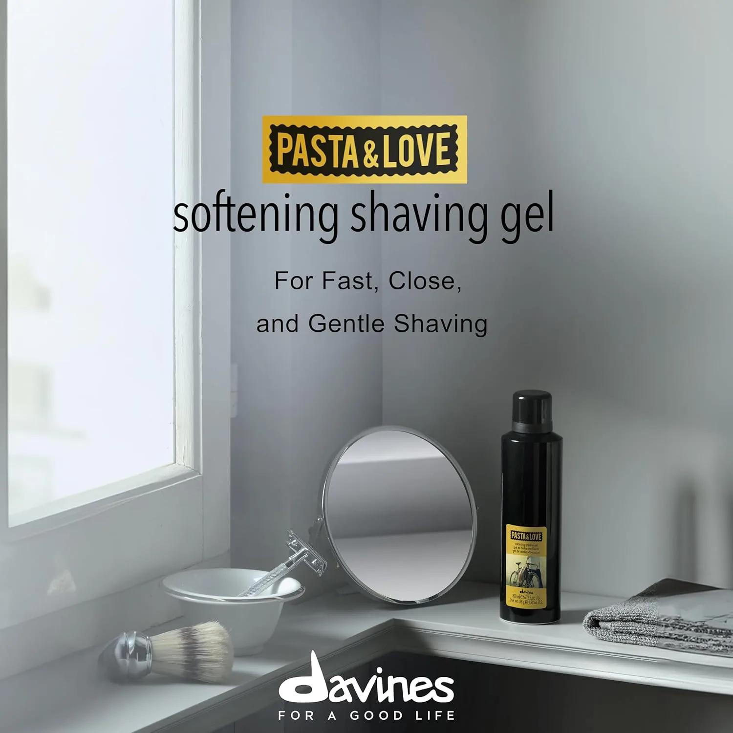 Davines Pasta & Love Смягчающий гель для бритья, насыщенный пенящийся гель для бритья - смягчает волосы для гладкого и комфортного бритья - защищает кожу от раздражения и стянутости, 200 мл — фото 2
