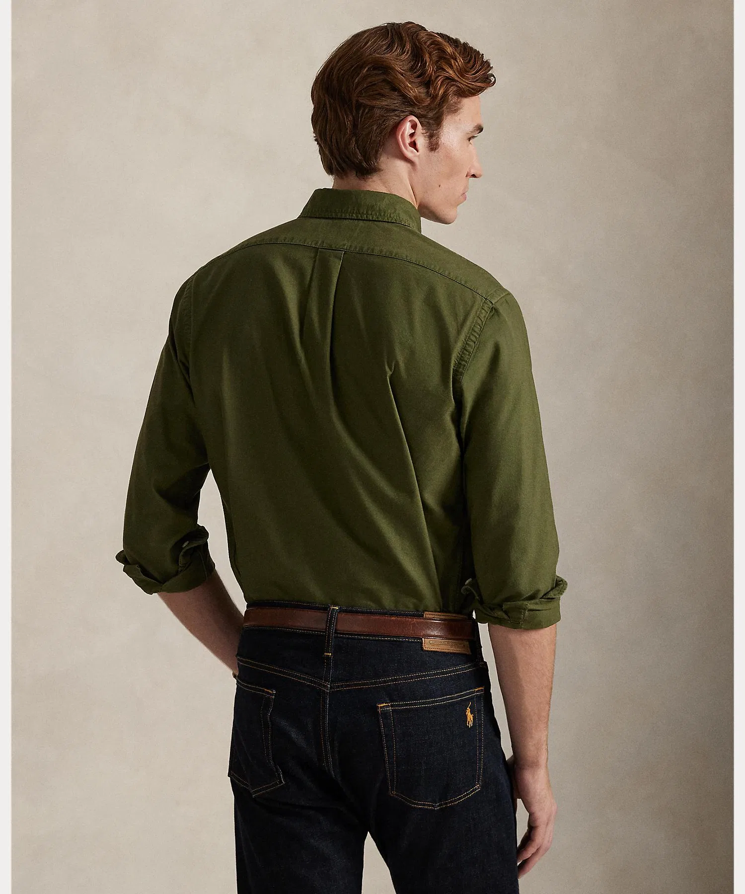Мужская рубашка POLO RALPH LAUREN Классический крой, окрашенная оксфордская ткань — фото 4
