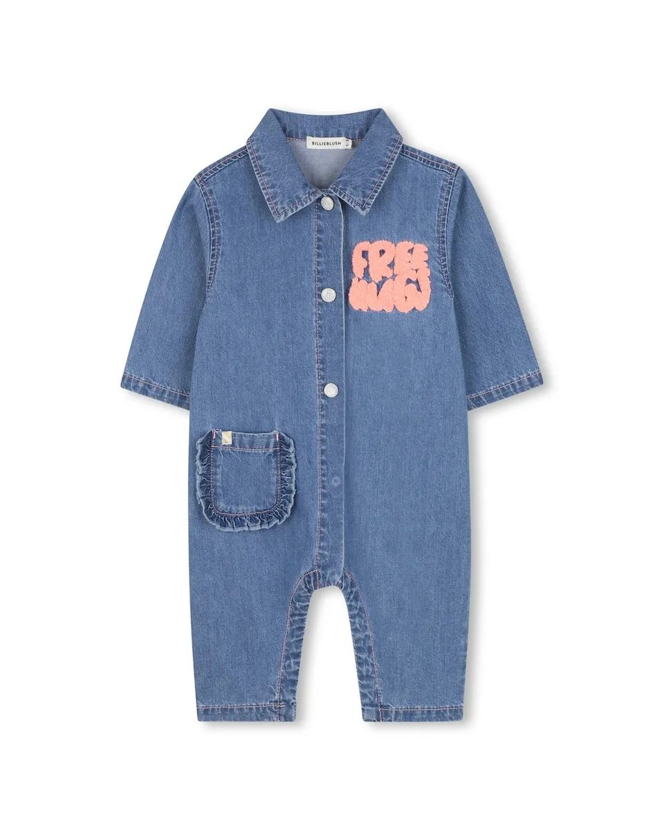 

Детский комбинезон из хлопка голубого цвета Billieblush