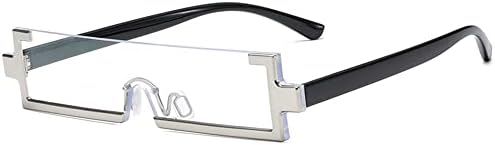 

Маленькие солнцезащитные очки для женщин в стиле ретро-винтаж, цельные солнцезащитные очки без оправы для мужчин, прозрачные голубые очки с защитой от УФ-излучения UV400 MTZJH, 7