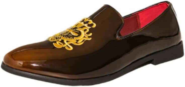 

Мужские кожаные лоферы большого размера - дышащие цельные деловые и повседневные слипоны Hoalox, коричневый