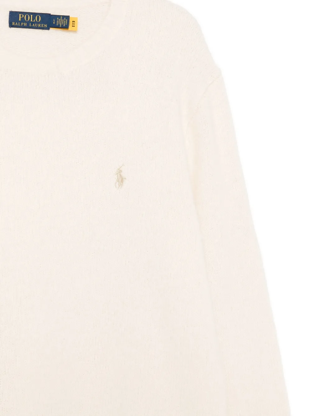 Свитер с вышитым логотипом и круглым вырезом Polo Ralph Lauren, белый — фото 3