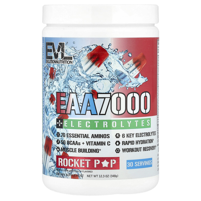 

EVLution Nutrition, EAA 7000 + электролиты, Rocket Pop, 348 г (12,3 унции)