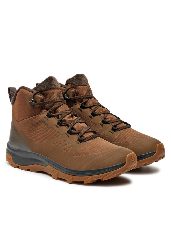 Треккинговые ботинки Salomon Outsnap Climasalomon Waterproof L47685000, коричневый — фото 2