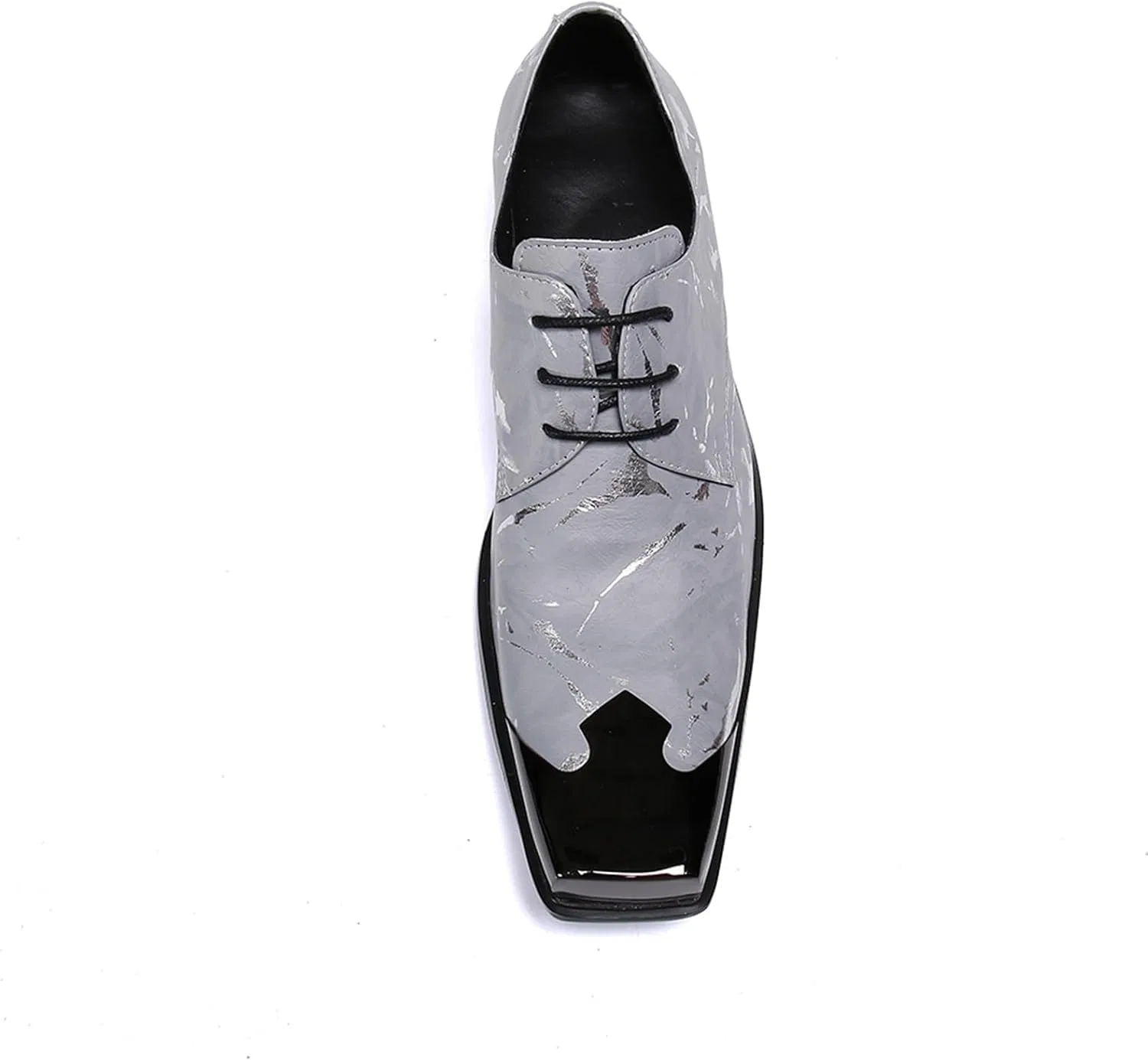 Лоферы кожаные Mens Lace-Up Shoes, Loafers Cowhide Shoes Genuine Leather Large Size Low Top Metal Square Toe Breathable Comfortable Casual Shoes, серый MANYUBEI — фото 2
