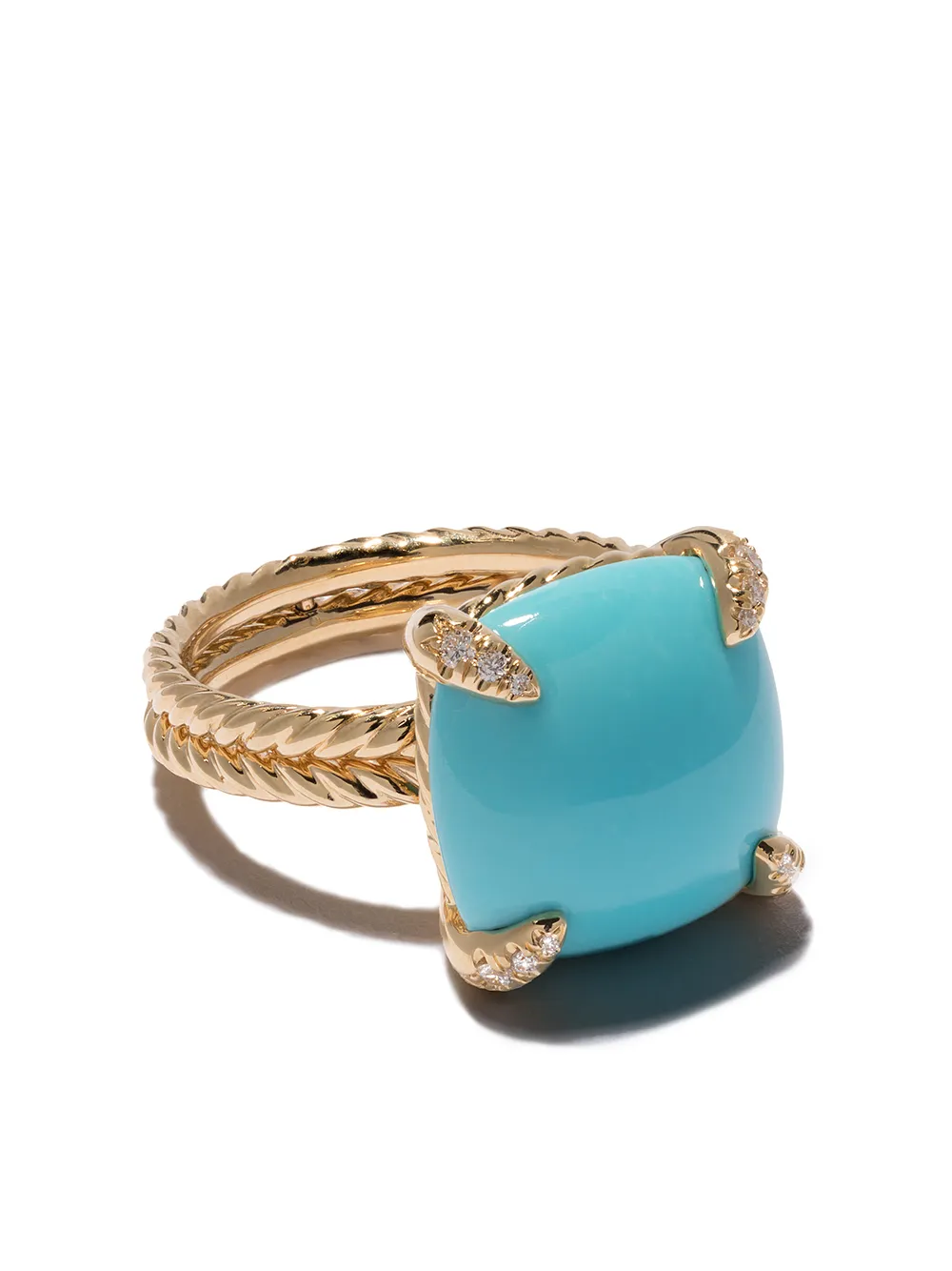 

Кольцо Chtelaine из желтого золота с бирюзой и бриллиантами (14 мм) David Yurman, золотой