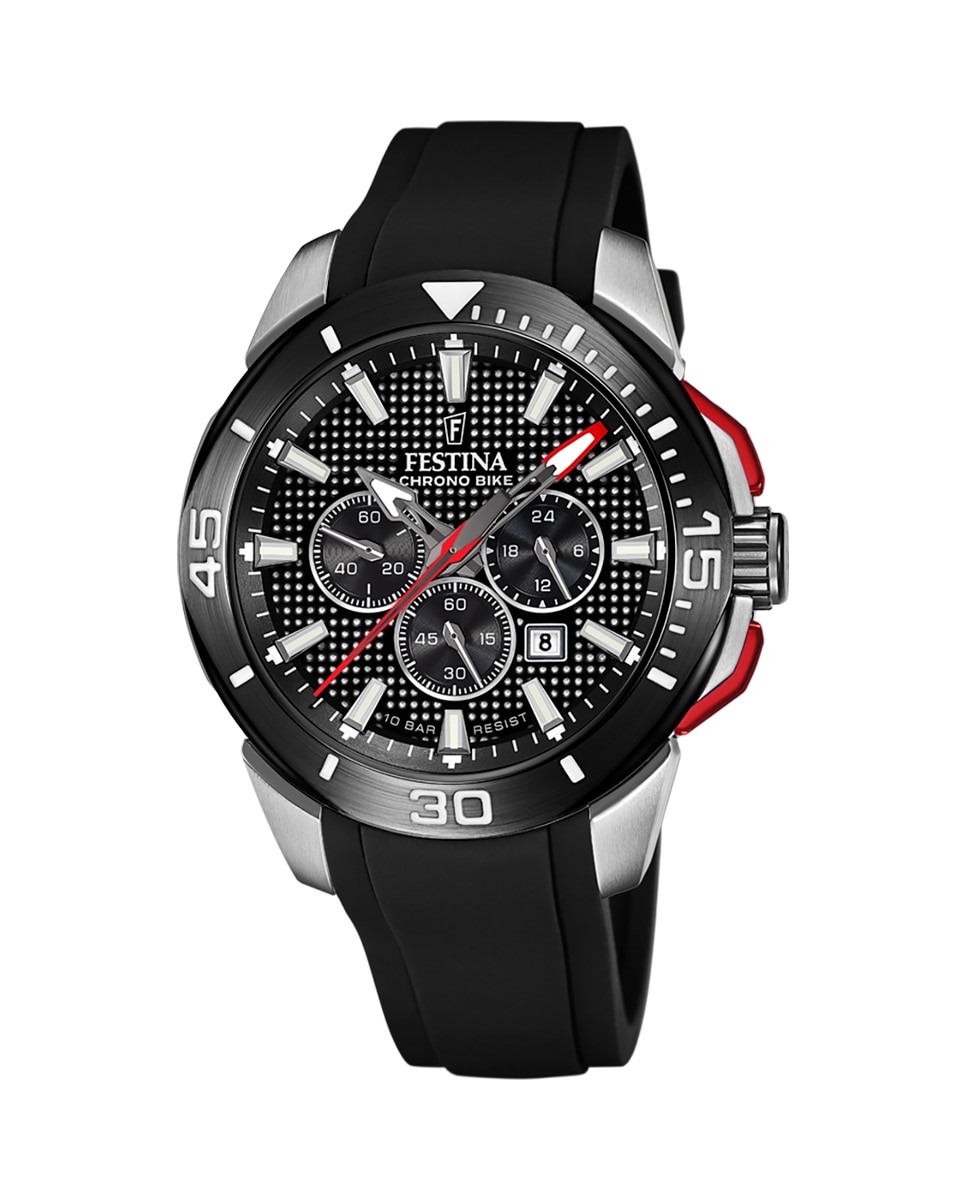 

Мужские часы F20642/4 Chrono Bike из черной резины Festina, черный