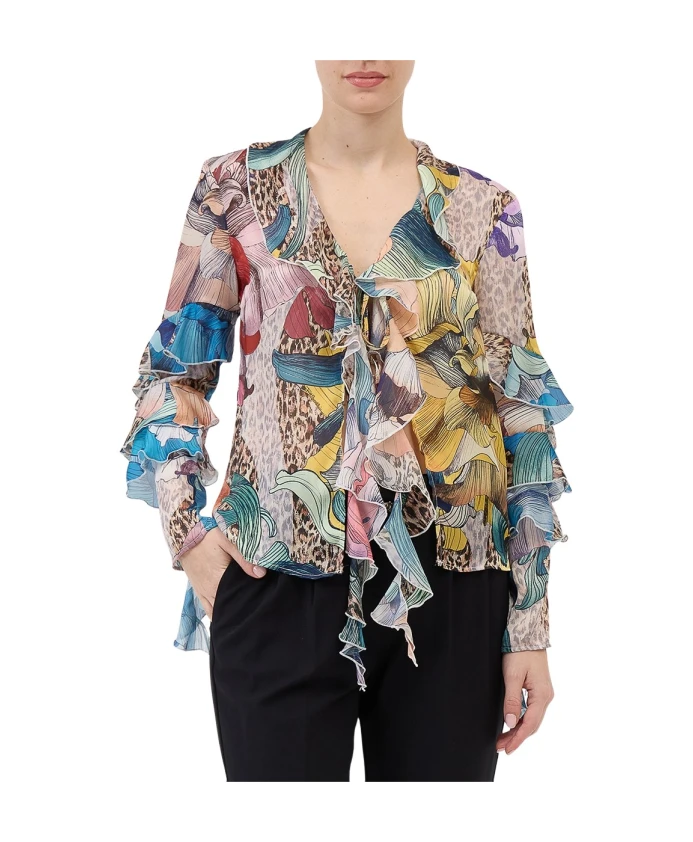 

Фантазийная блузка с оборками Just Cavalli, мультиколор