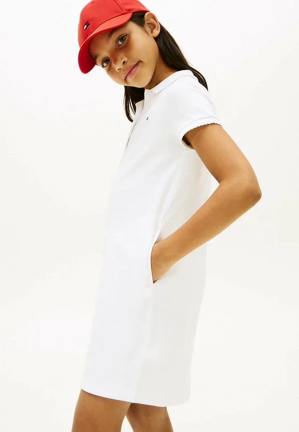 Платье-Поло с коротким рукавом из ткани пике, повседневное платье Tommy Hilfiger, White — фото 4