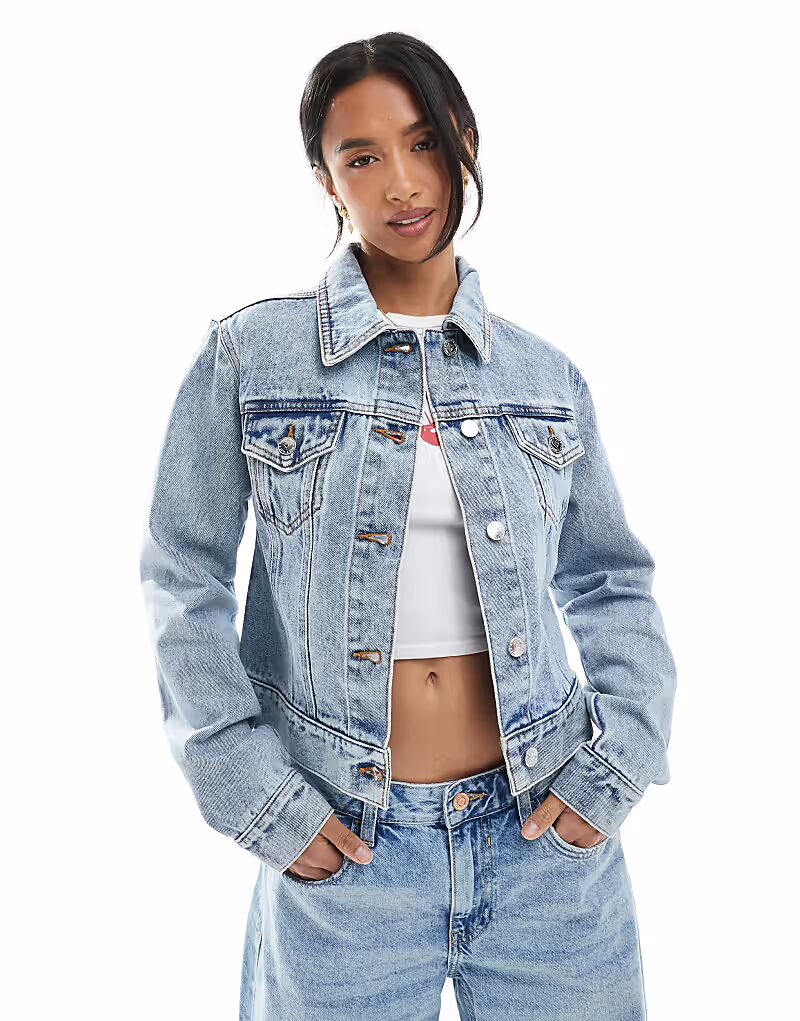 

Куртка-подружка Miss Selfridge Petite из нежно-голубого денима