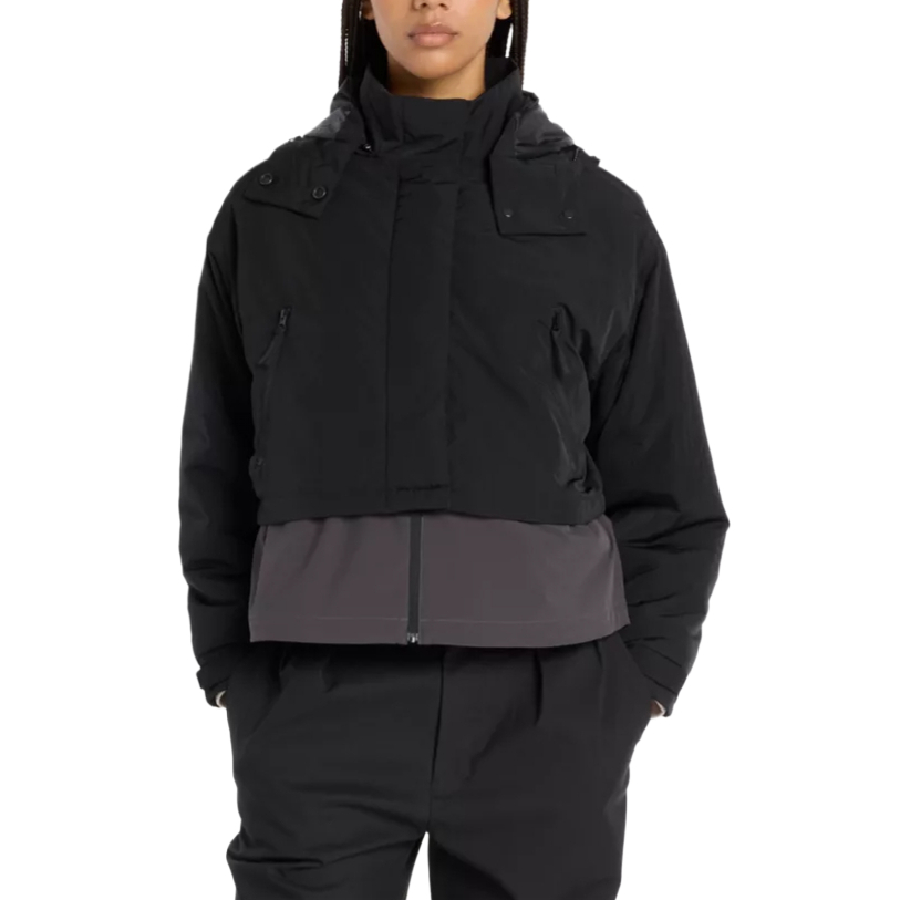 

Серая утепленная короткая куртка пуховик NB для женщин New Balance, черный