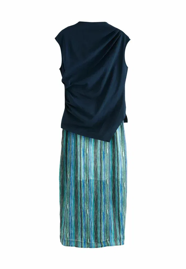 Платье Regular fit 2 in 1 sheer skirt midi dress . maxi dress Next, синяя полоска
