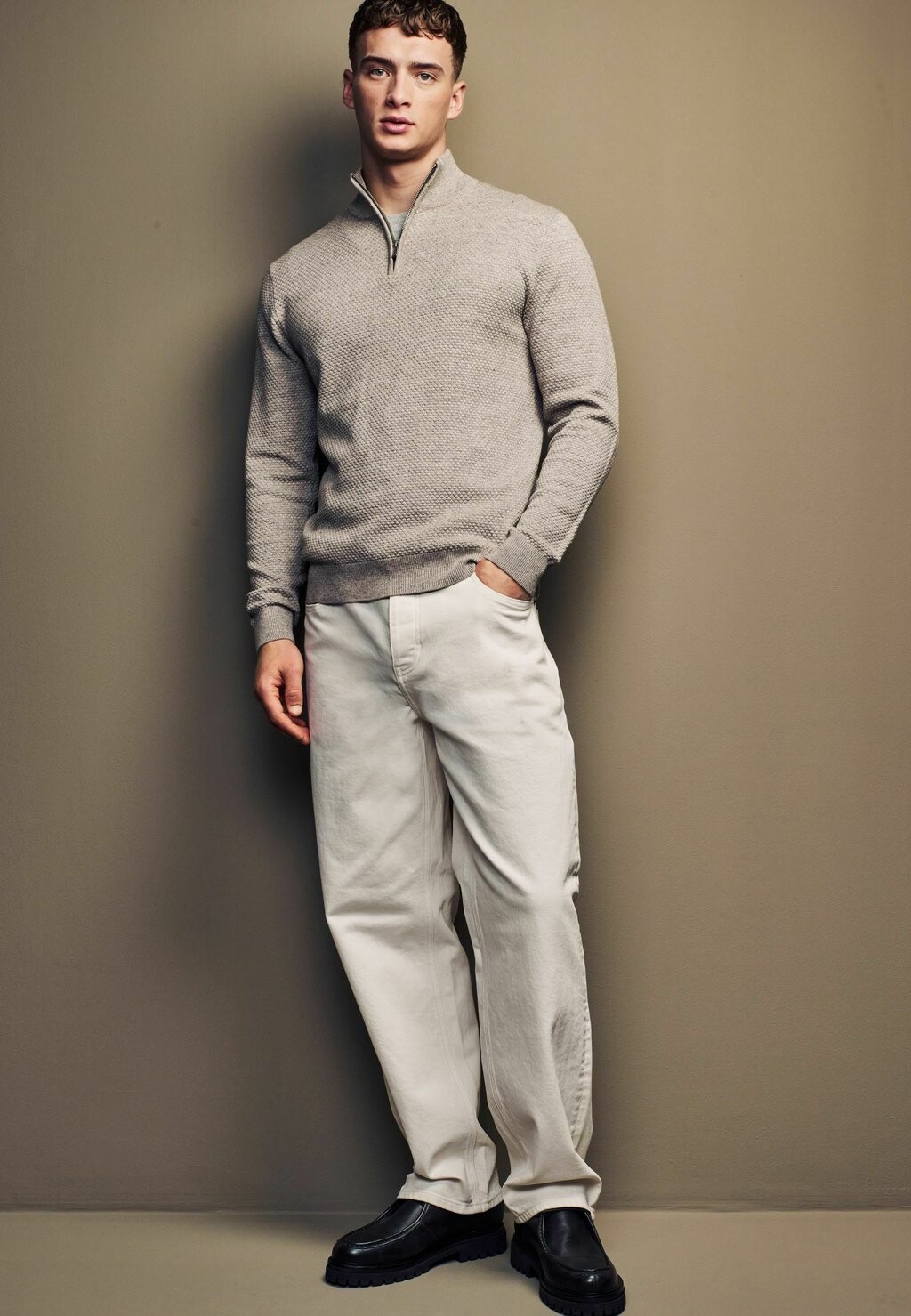 

Джемпер PREMIUM ZIP NECK Next, бежевый