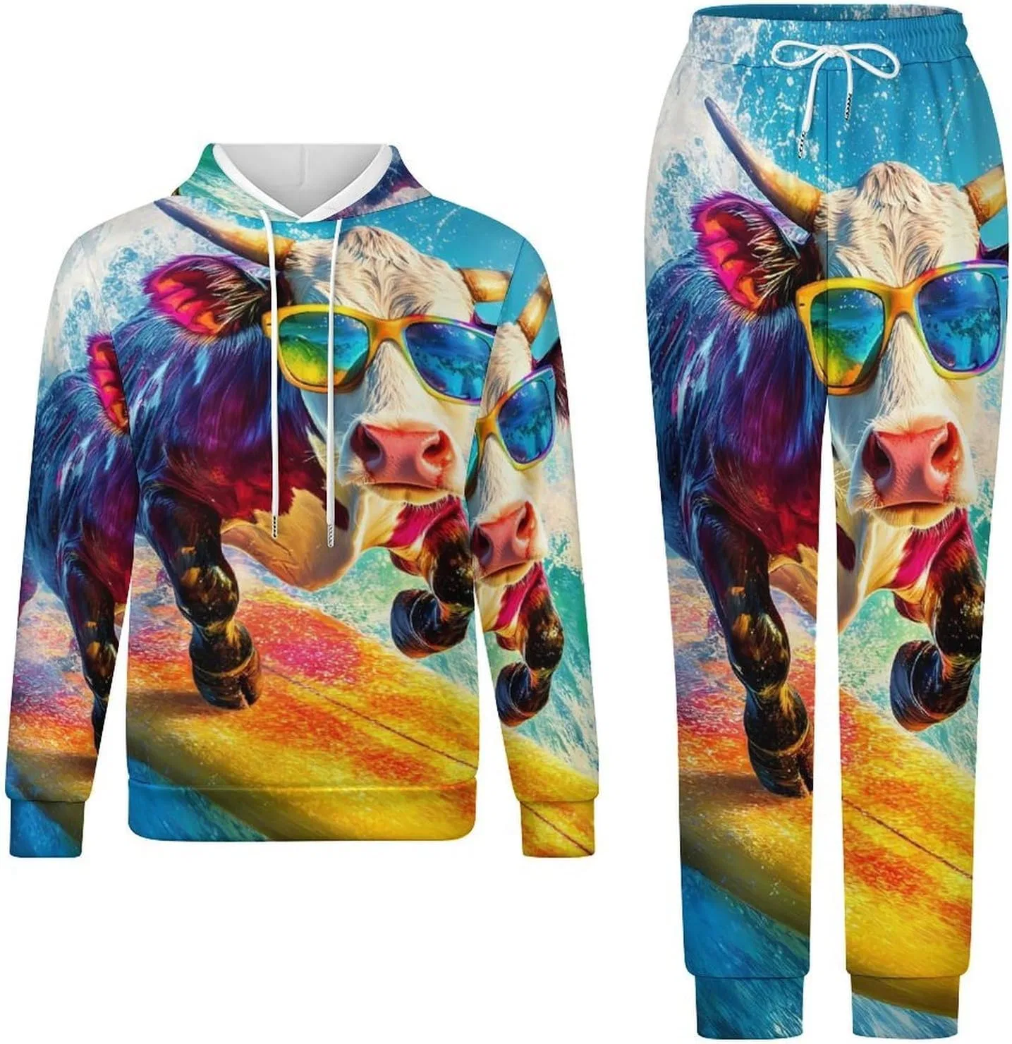 Спортивный костюм с принтом Funny Cow Ocean Surfing, 2 предмета, серый — фото 4