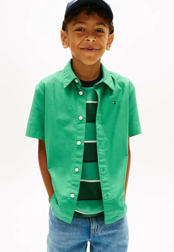 Рубашка-Оксфорд с коротким рукавом и вышивкой флага. Tommy Hilfiger, Bahama Green — фото 3