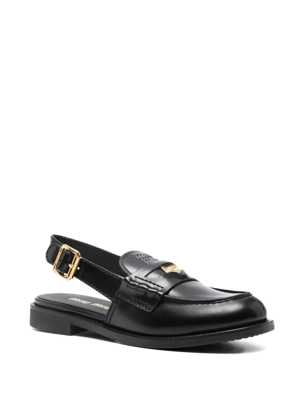 Лоферы с ремешком на пятке и логотипом MIU MIU, черный — фото 2