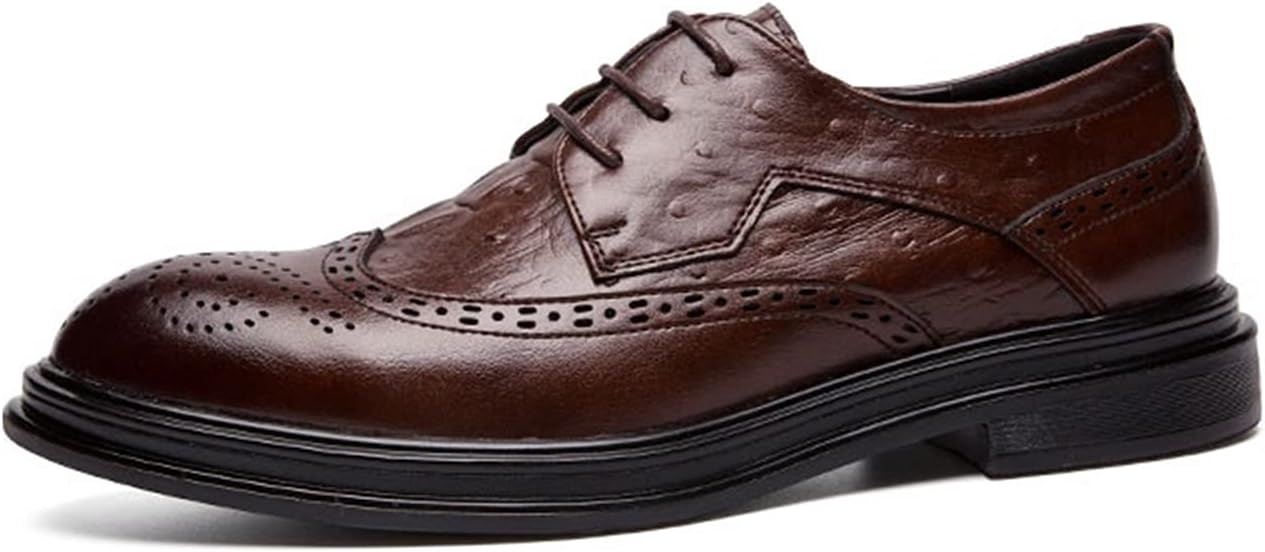 Мужские туфли Oxford с шнуровкой и перфорацией Wing Tip Brogue, дерби, искусственная кожа, низкий каблук, противоскользящая резиновая подошва, для вечеринок (цвет: черный, размер: 6) Dodani — фото 2