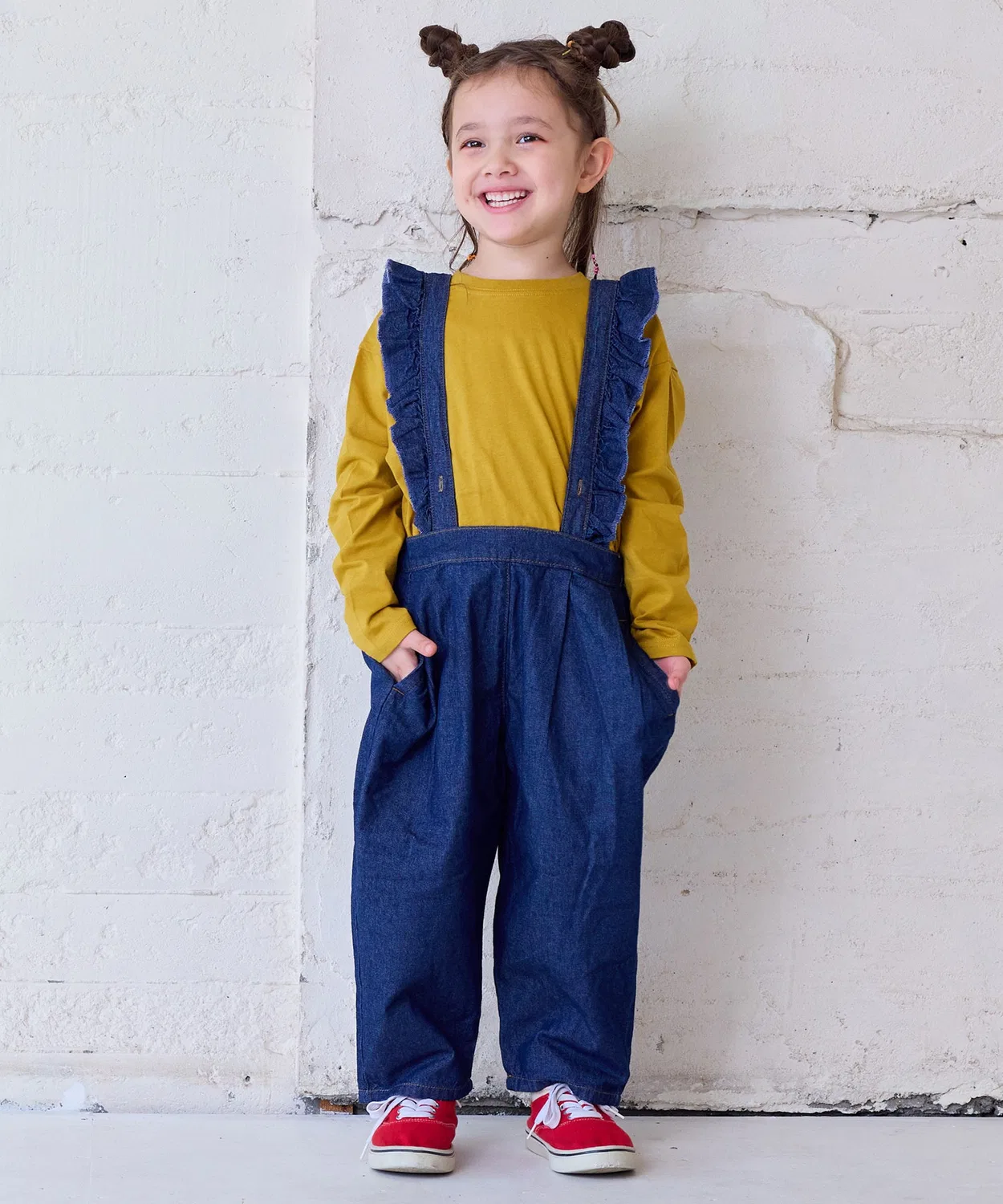 Детский джинсовый комбинезон 3way COTTON from U.S.A с фриллами, тёмно-синий