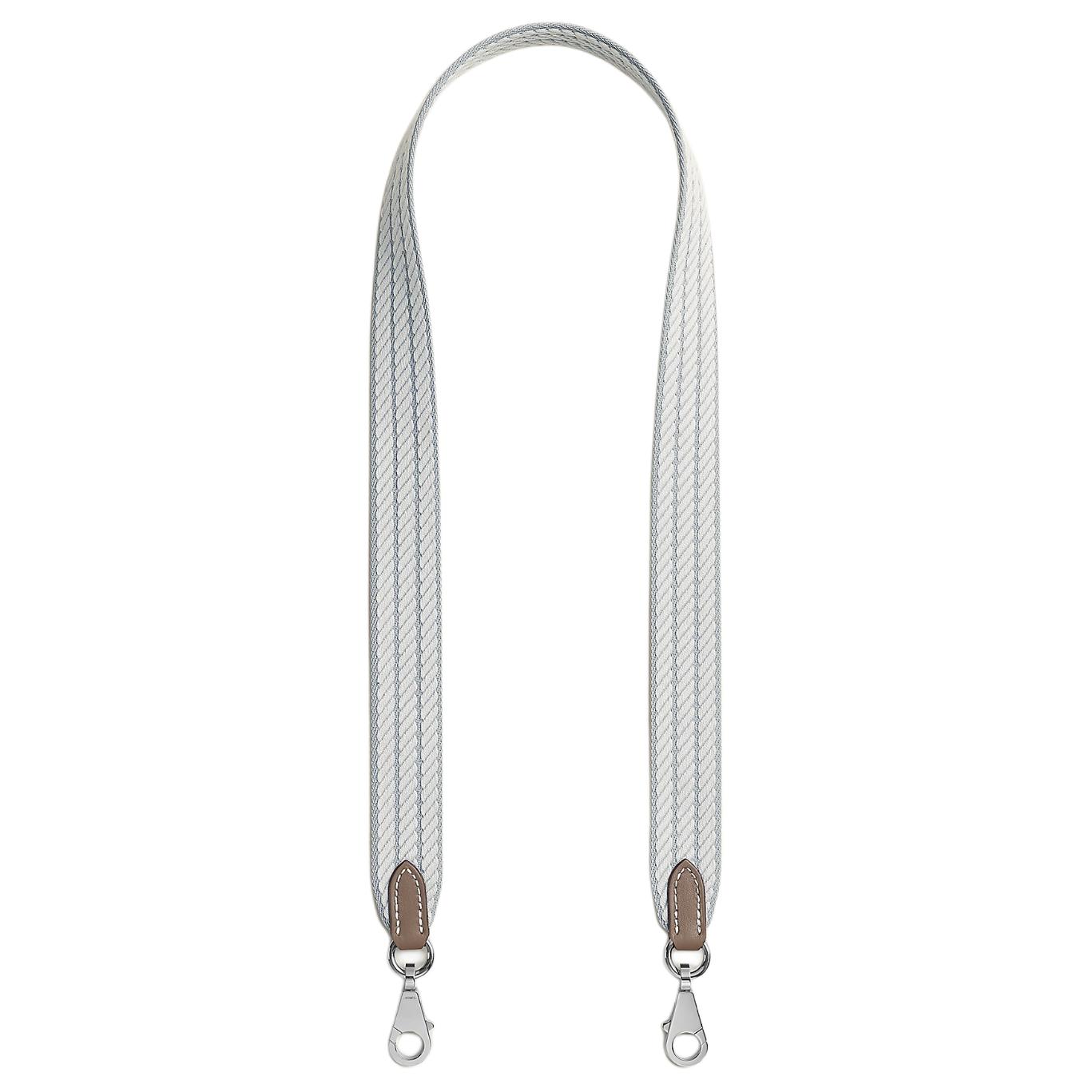 

HERMES Ремешок для сумки Cordage Canvas со Swift Calfskin, унисекс, Glacier Blue & Gray