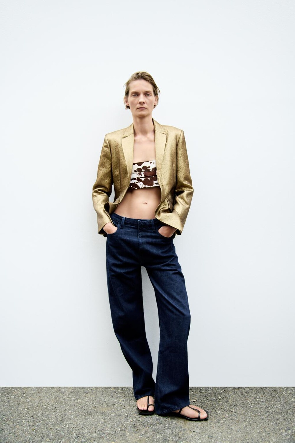 

Блейзер Zara by Carlyne Cerf Metallic, золотистый