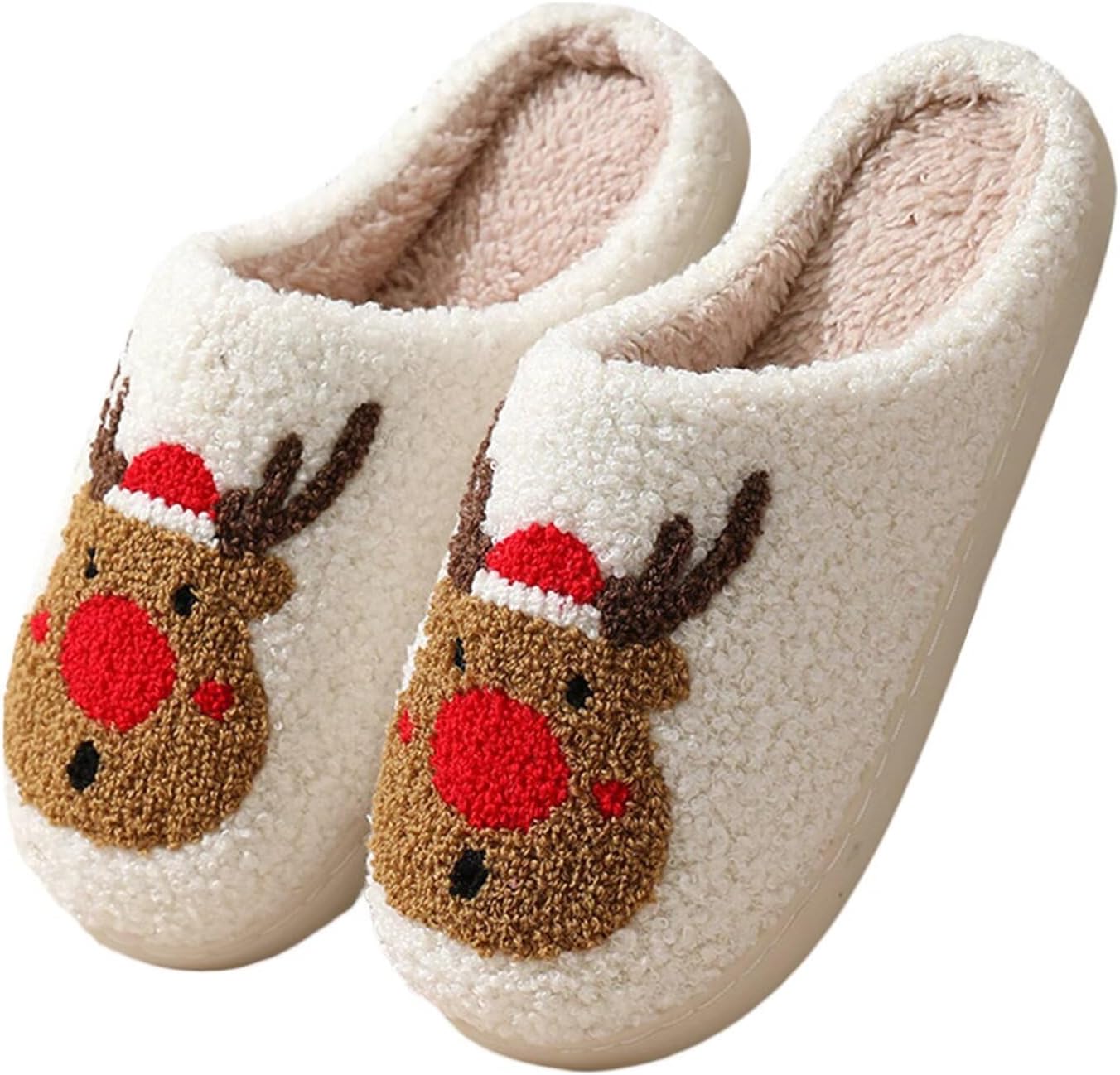 

Женские и мужские рождественские тапочки с плюшевым узором, мягкие, теплые и удобные для дома и улицы Odyqig, 1-elk