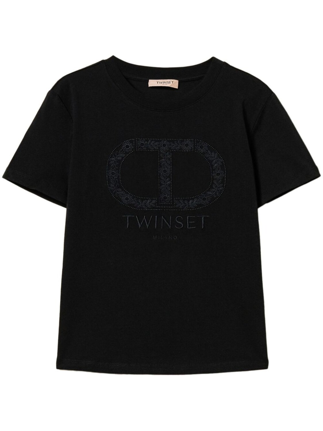 

TWINSET футболка с вышитым логотипом Oval T, черный