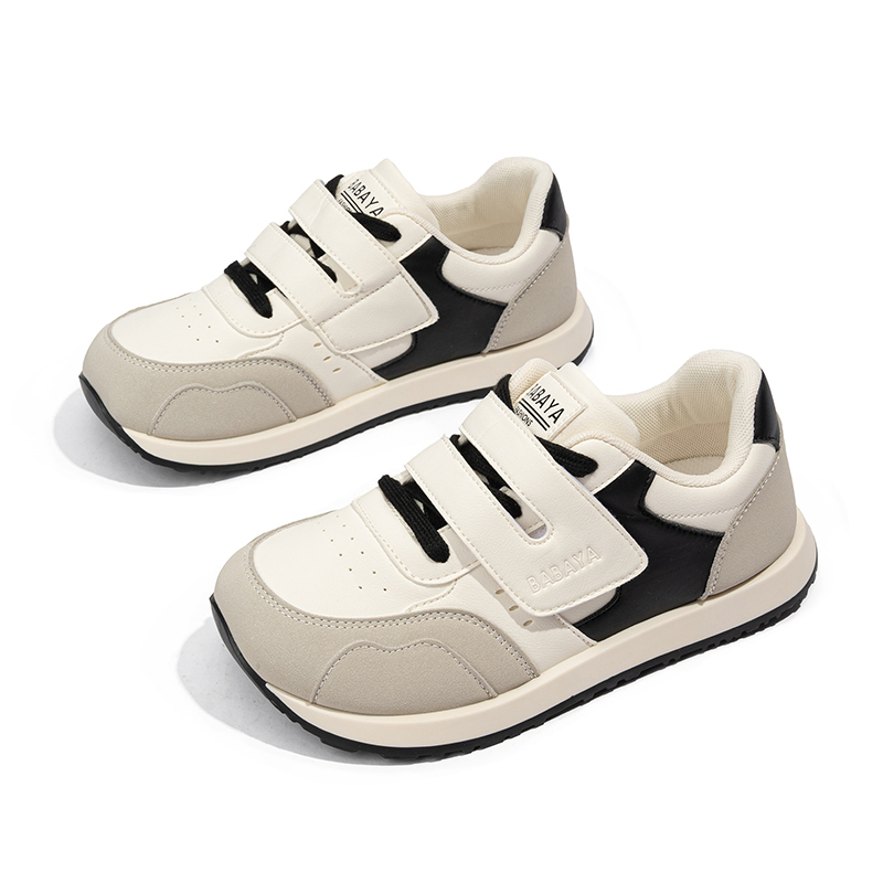 Babaya Скользостойкие износостойкие низкие детские повседневные туфли beige black для подростков — фото 4