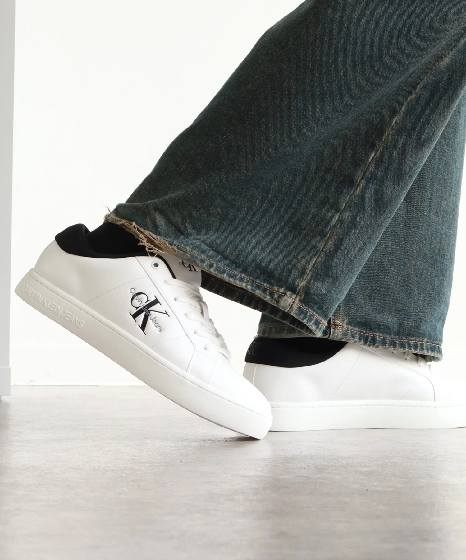 Мужские кроссовки из натуральной кожи Classic Cupsole Loe Lace Up Sneaker Calvin Klein Jeans белые