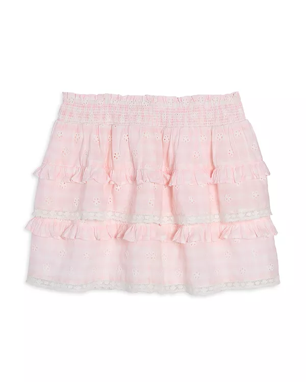 

Детская многоярусная юбка Billie Cherry с вышивкой - для девочек постарше. Loveshackfancy, розовый