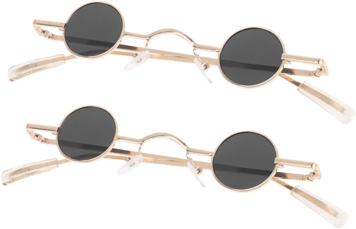 

LIFKOME 2 пары ретро-солнцезащитных очков круглой формы для женщин, винтажные солнцезащитные очки в стиле панк, идеально подходящие для фестивалей, Golden