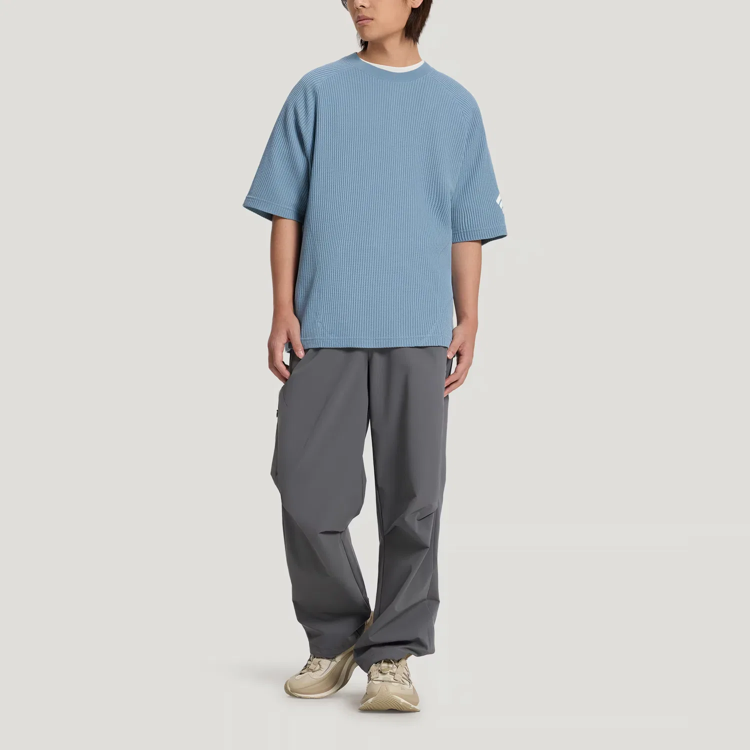 Футболка FOS T Shirts Men's Texture Blue с круглым вырезом Adidas — фото 4