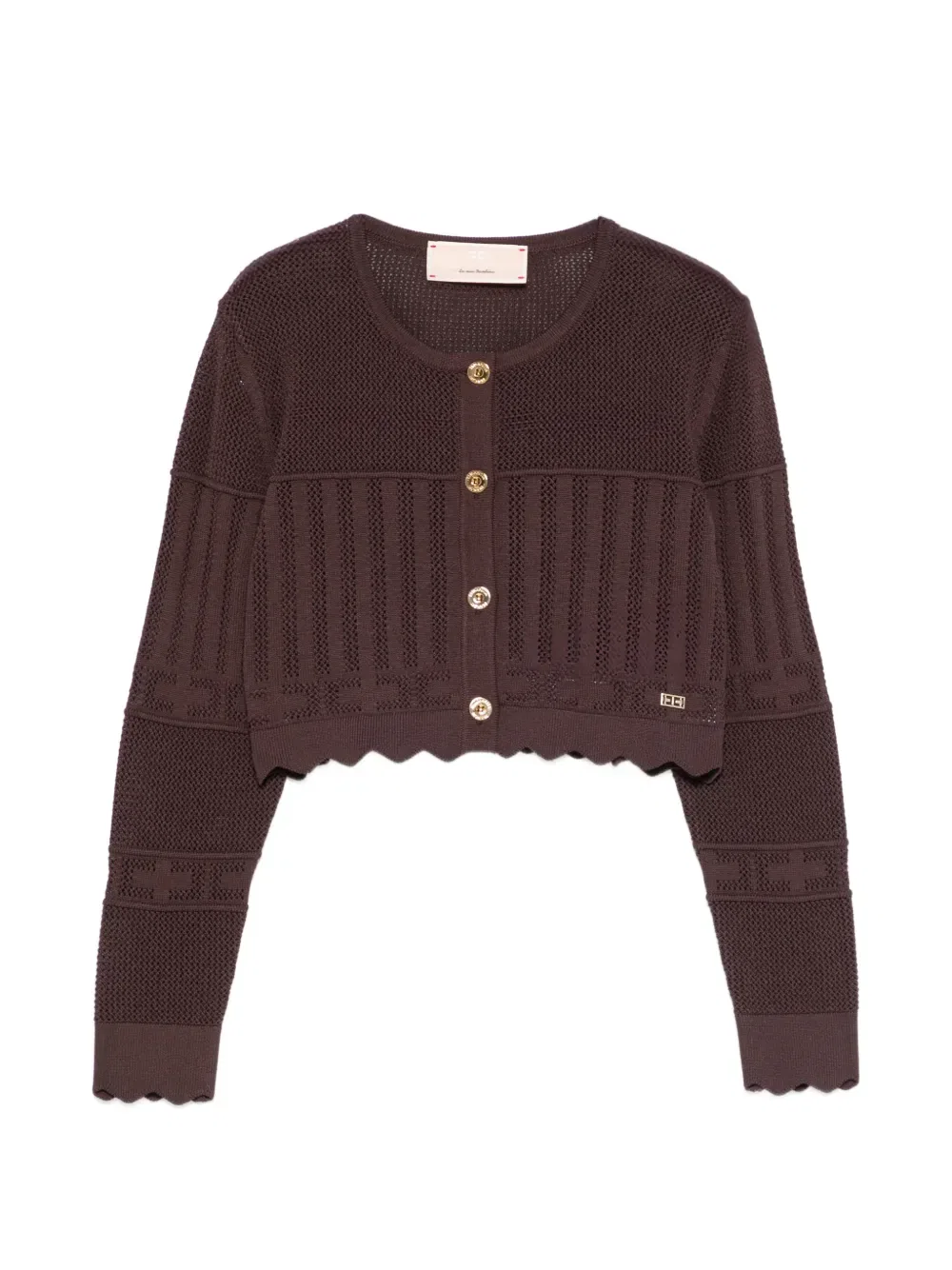 Вязаный кардиган Elisabetta Franchi Kids, коричневый