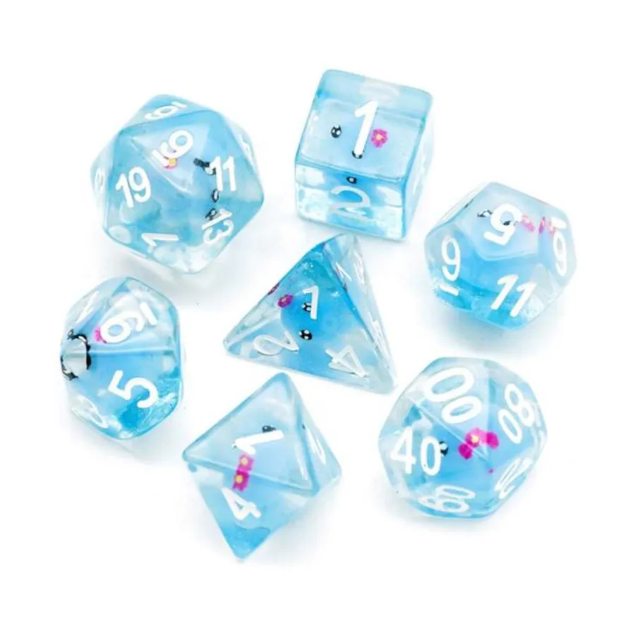 

Набор Poly — синий осьминог с белым (7), Dice Sets - Resin/Acrylic - Blue, Green, & Purple (Foam Brain Games)
