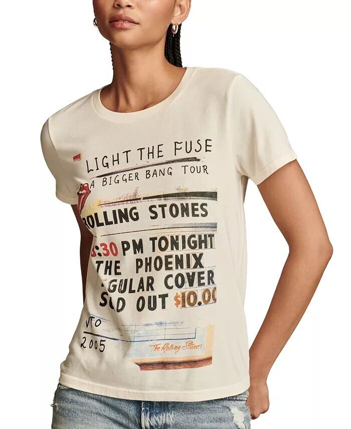 

Женская классическая футболка Rolling Stones Light The Fuse Lucky Brand, белый