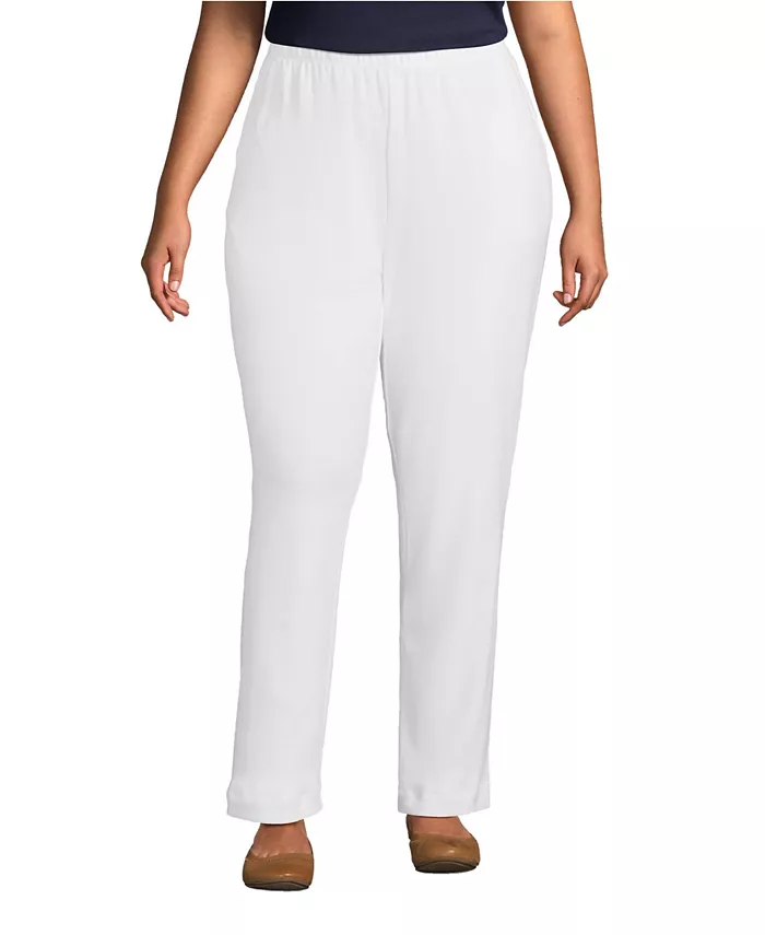 

Плюс сайз спортивные трикотажные брюки с высокой посадкой Lands' End, синий