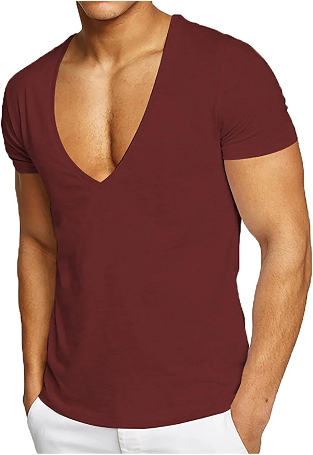 

Футболка для тренировок мужская Deep V Neck Slim Fit Mrmaere