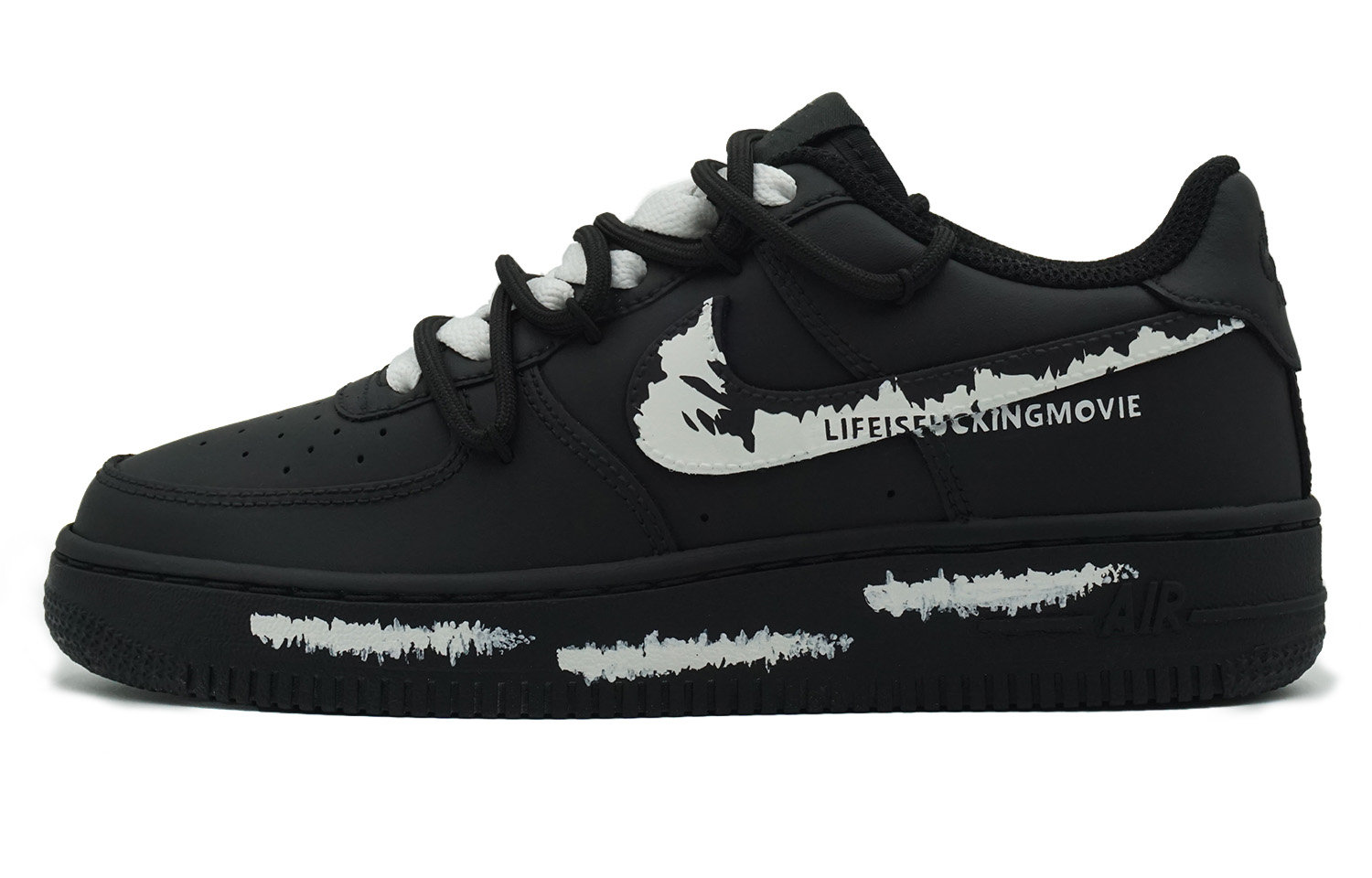 

Кроссовки Nike Air Force 1 Skateboard Shoes Women's Low-Top Black White, Черный, Кроссовки Nike Air Force 1 Skateboard Shoes Women's Low-Top Black White